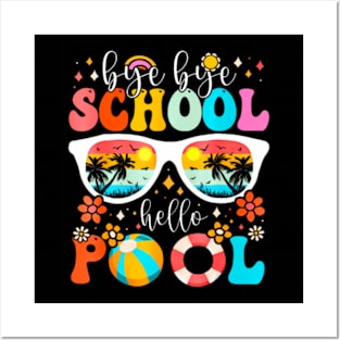 Groovy  School Pool Last Day Of School Summer Posters and Art